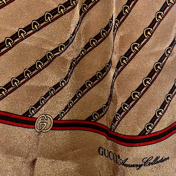 Authentic Vintage Gucci Rare Silk GG Web Horsebit Oversized Scarf - Picture 2 of 11
